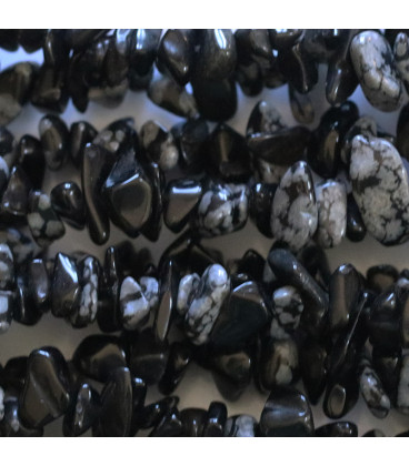 BeauMonde Bijoux - Obsidienne neige pierre chips 5/8 mm +/- environ Afrique