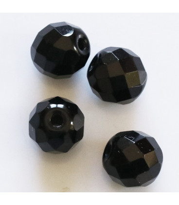 Bohemian bead 10 mm round faceted black (in packet) - BeauMonde Bijoux