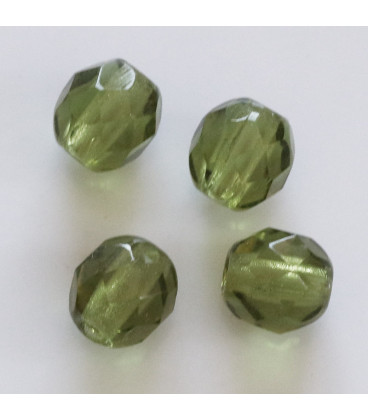 Bohemian bead 10mm round faceted olivine (in packet) - BeauMonde Bijoux