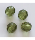 Bohemian bead 10mm round faceted olivine (in packet)