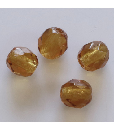 Bohemian bead 10 mm round faceted topaz (in packet) - BeauMonde Bijoux