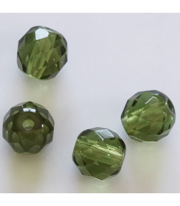 BeauMonde Bijoux - Perle 8mm ronde facetté bohème olivine (en sachet)