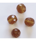 Bohemian bead 8 mm round faceted topaz (in packet)