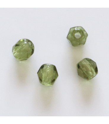 Bohemian bead 6mm round faceted olivine (in packet) - BeauMonde Bijoux
