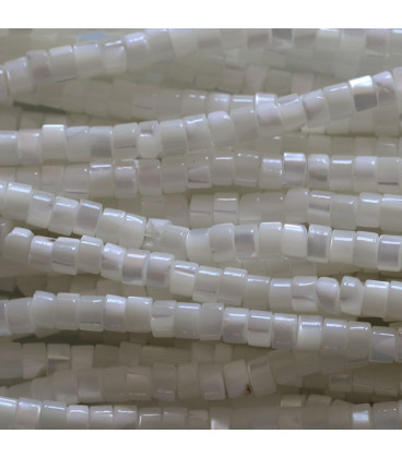 White mother-of-pearl 2x3 mm heishi - BeauMonde Bijoux