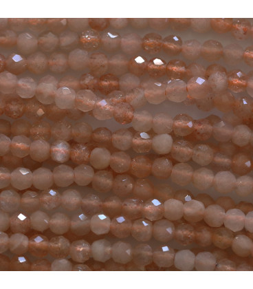 BeauMonde Bijoux - Pierre du soleil 3 mm environ perle ronde facettée A+ Inde