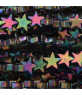 Hematite 6 mm flat metallic star beetle round bead
