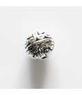 Ethnic bead 8 mm with 4 silver sides - BeauMonde Bijoux