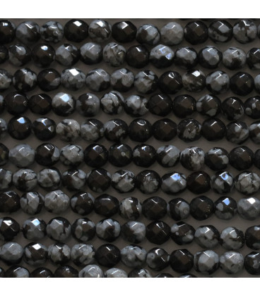 Snow obsidian 3 mm faceted round bead - BeauMonde Bijoux