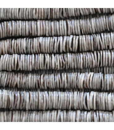 Heishi shell 4/5 mm green gray - BeauMonde Bijoux