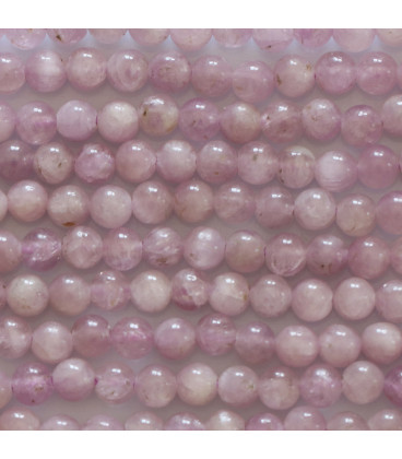 Kunzite 4 mm round bead Tanzania - BeauMonde Bijoux