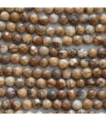Landscape jasper 4 mm round faceted bead Madagascar - BeauMonde Bijoux