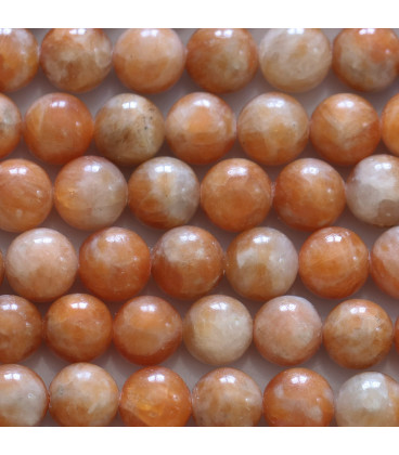 Orange calcite 8 mm round bead Brazil - BeauMonde Bijoux