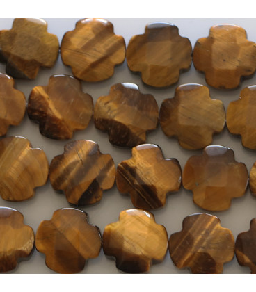 Tiger eye 10 mm faceted flower 4 petals - BeauMonde Bijoux