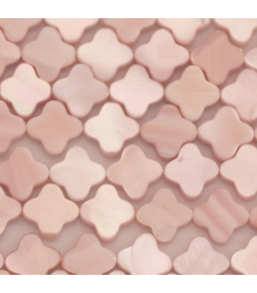 Mother-of-pearl 8 mm pink flower flat 4 petals - BeauMonde Bijoux