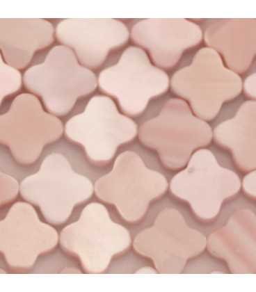 Pink mother-of-pearl 10 mm flat flower 4 petals - BeauMonde Bijoux