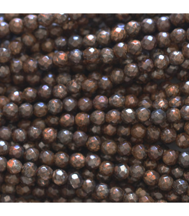Bronzite 3 mm faceted round bead - BeauMonde Bijoux