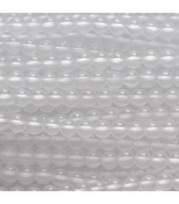 BeauMonde Bijoux - Cristal de roche 4mm environ milky perle ronde AA Brésil