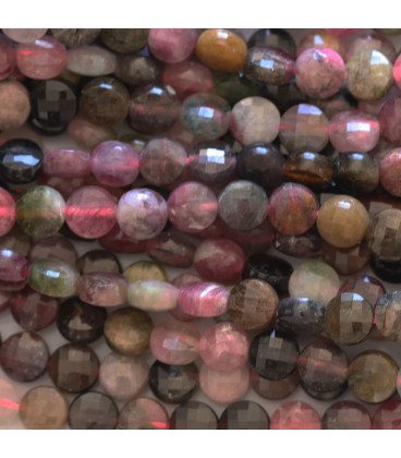 BeauMonde Bijoux - Tourmaline mixte 6mm médaillon facetté A Inde