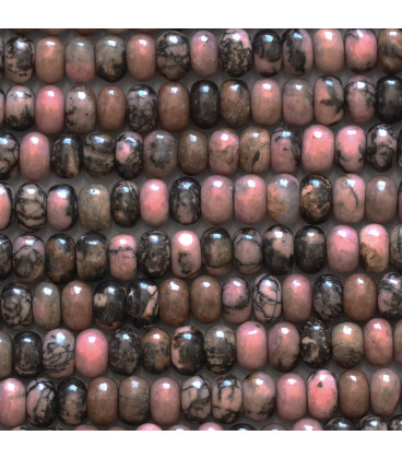 BeauMonde Bijoux - Rhodonite veinée noire 4x6mm environ rondelle arrondie A Australie