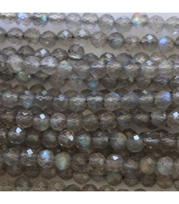BeauMonde Bijoux - Labradorite 3.5 mm environ perle ronde facettée qualité A Madagascar