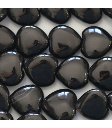 BeauMonde Bijoux - Agate noire coeur 12mm Brésil