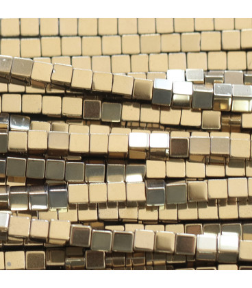 Hematite 3x3 mm golden square - BeauMonde Bijoux