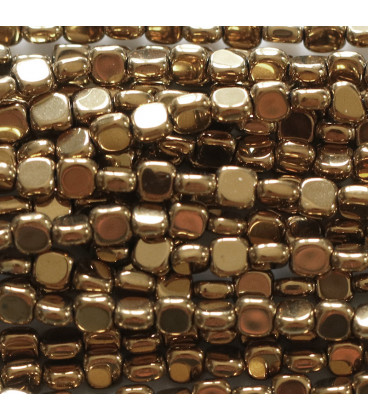 Hematite 4 mm flat rounded square dark golden - BeauMonde Bijoux