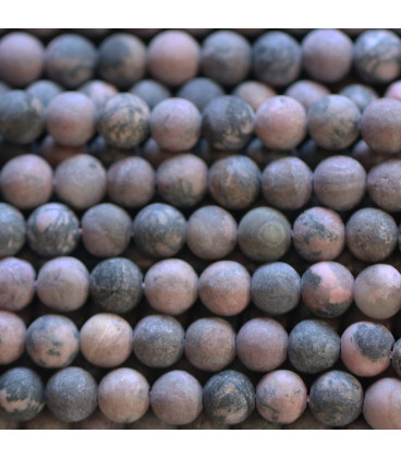 BeauMonde Bijoux - Rhodonite 6/6.5 mm environ veinée noire perle ronde mat A Australie