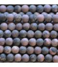 Rhodonite 6/6.5 mm environ veinée noire perle ronde mat A Australie