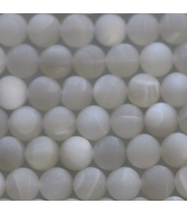 BeauMonde Bijoux - Pierre de lune blanche 8mm mat perle ronde A+ Sri Lanka
