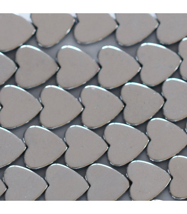 Hematite 10 mm silver flat heart - BeauMonde Bijoux