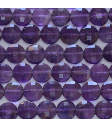 Amethyst 6 mm faceted medallion - BeauMonde Bijoux