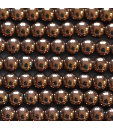 Copper hematite 6 / 6.5 mm round bead, hole of about 2.5 mm - BeauMonde Bijoux