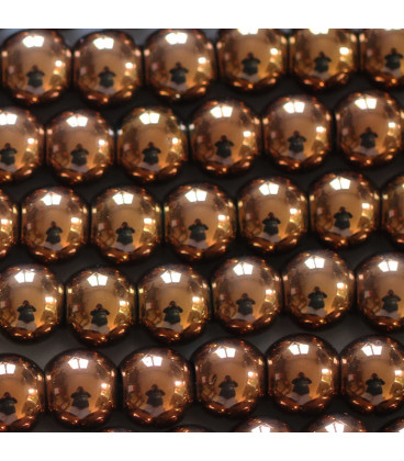 Hematite 8 mm round copper hole diameter 3 mm - BeauMonde Bijoux