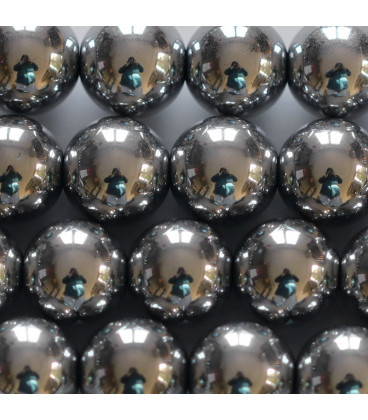 Hematite 12 mm round silver bead hole diameter 2 mm - BeauMonde Bijoux