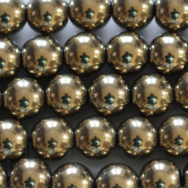 Hématite doré 10 mm environ perle ronde trou diamètre 2 mm environ