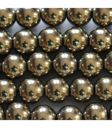 BeauMonde Bijoux - Hématite doré 10 mm environ perle ronde trou diamètre 2 mm environ