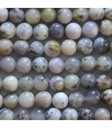 Agate dentritique 6 mm perle ronde Tanzanie - BeauMonde Bijoux