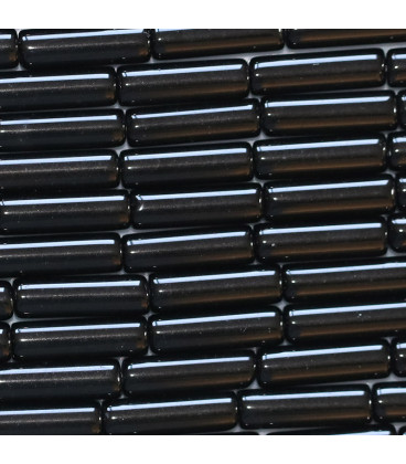 Black agate 4x13 mm rounded tube - BeauMonde Bijoux