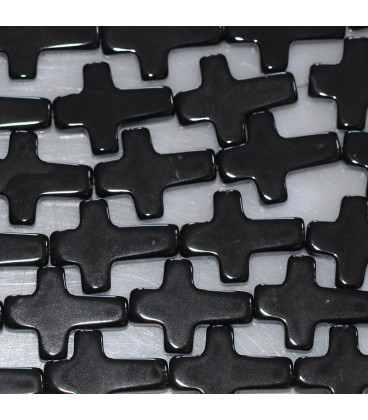 BeauMonde Bijoux - Agate noire 12x16 mm environ croix