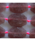 Strawberry quartz about 40x30 mm hexagonal faceted