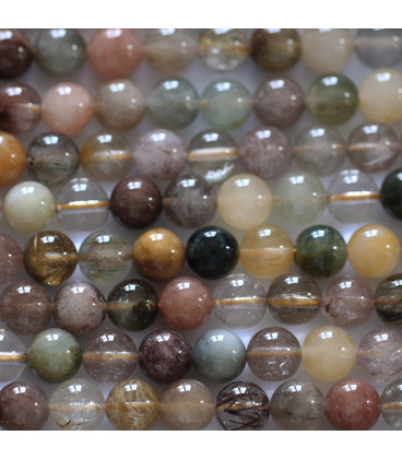 BeauMonde Bijoux - Quartz rutile multi 6mm perle ronde AA Brésil