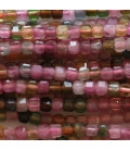 Tourmaline mixte 2.5x2.5x2.5 mm environ carré facetté AA Inde