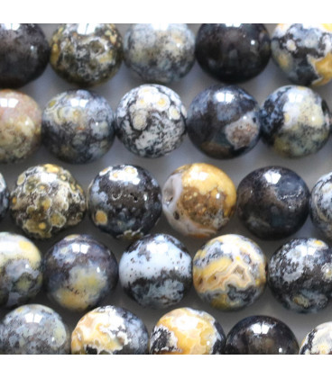 BeauMonde Bijoux - Opale Océan 8/8.2mm noir/jaune perle ronde A+ Afrique