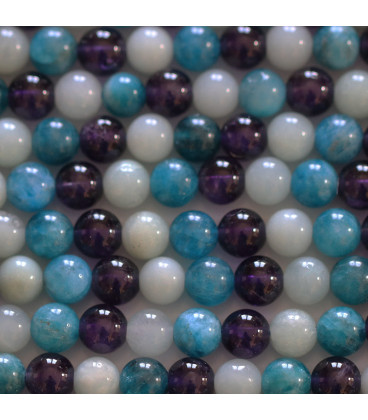 Multi stones 6 mm Apatite, Amazonite China and Amethyst - BeauMonde Bijoux