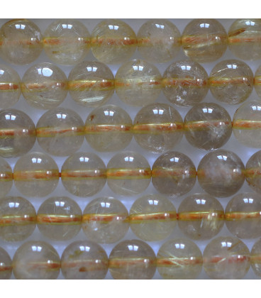 BeauMonde Bijoux - Quartz rutile doré 8 mm A perle ronde Brésil