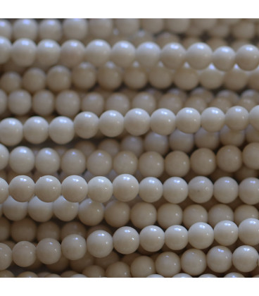 Petrified wood 4 mm ivory round bead China - BeauMonde Bijoux
