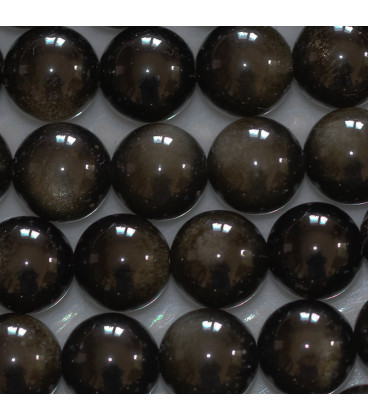 BeauMonde Bijoux - Obsidienne gold 12mm perle ronde A+ Mexique