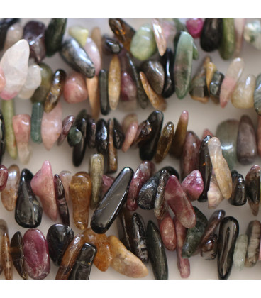 BeauMonde Bijoux - Tourmaline mixte 10/20x3mm chips long percés haut Afrique du sud